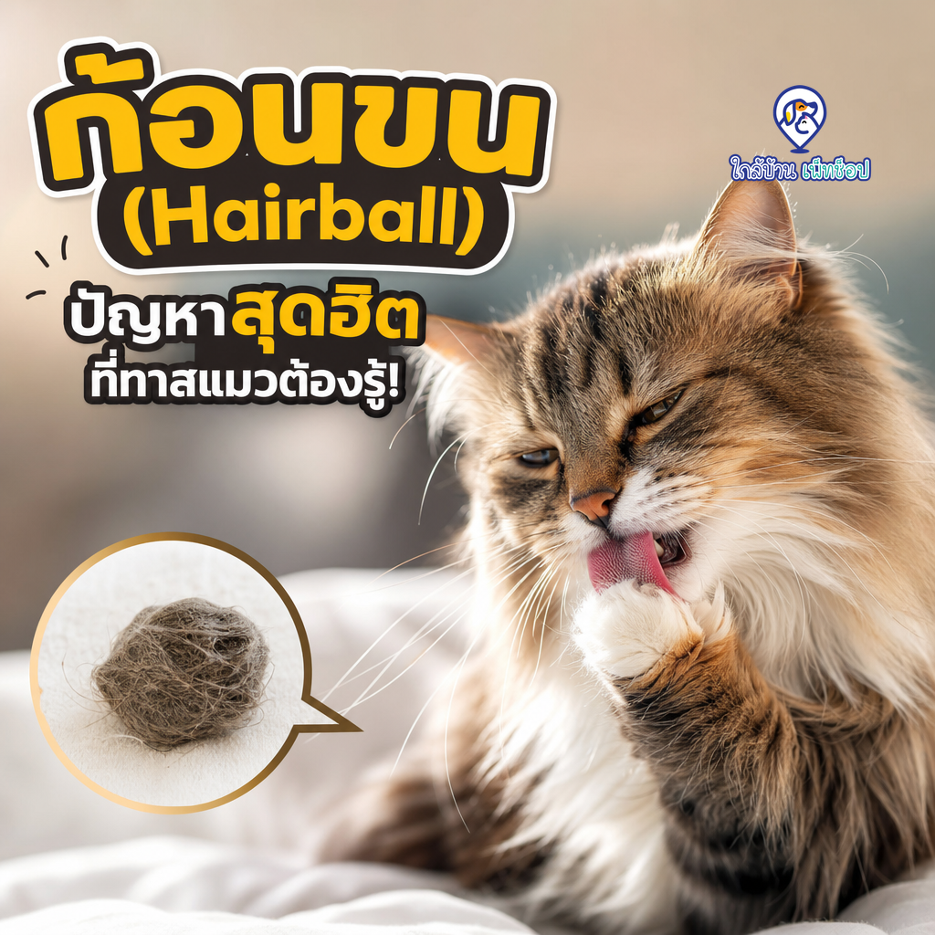 ก้อนขน (Hairball) ปัญหาสุดฮิตที่ทาสแมวต้องรู้!