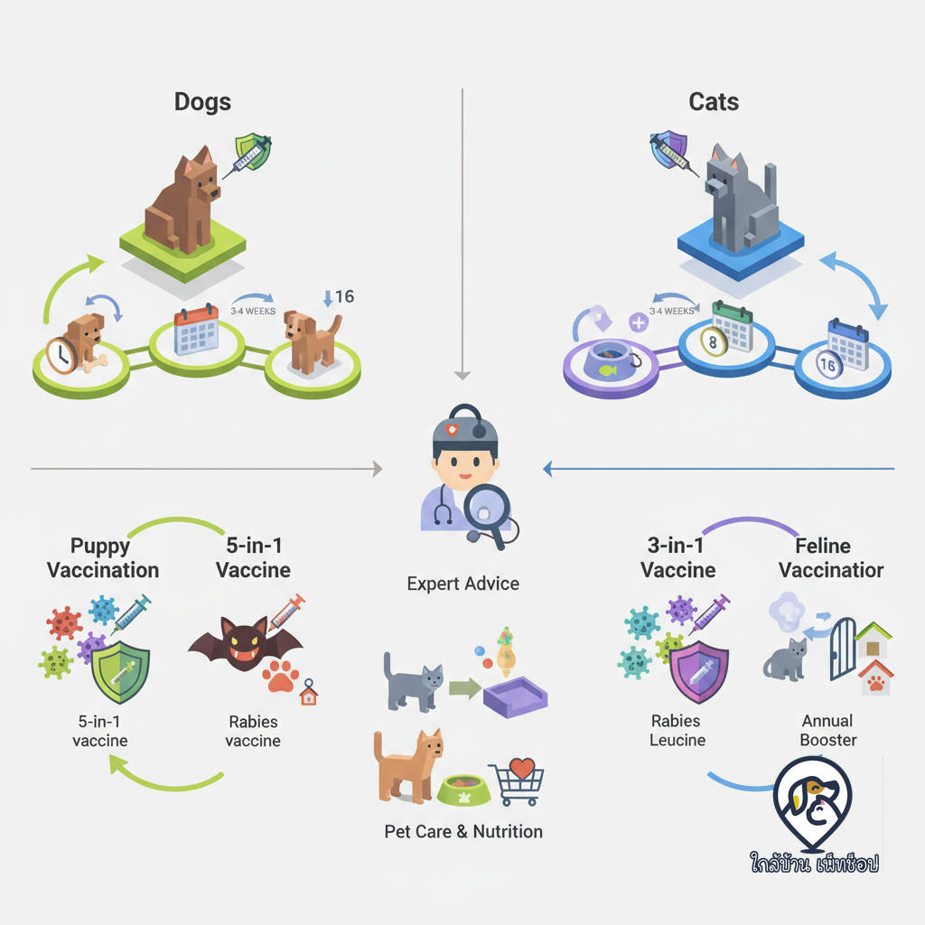 อินโฟกราฟิก: เกราะป้องกันแรก! คู่มือโปรแกรมวัคซีนสำหรับสุนัขและแมว