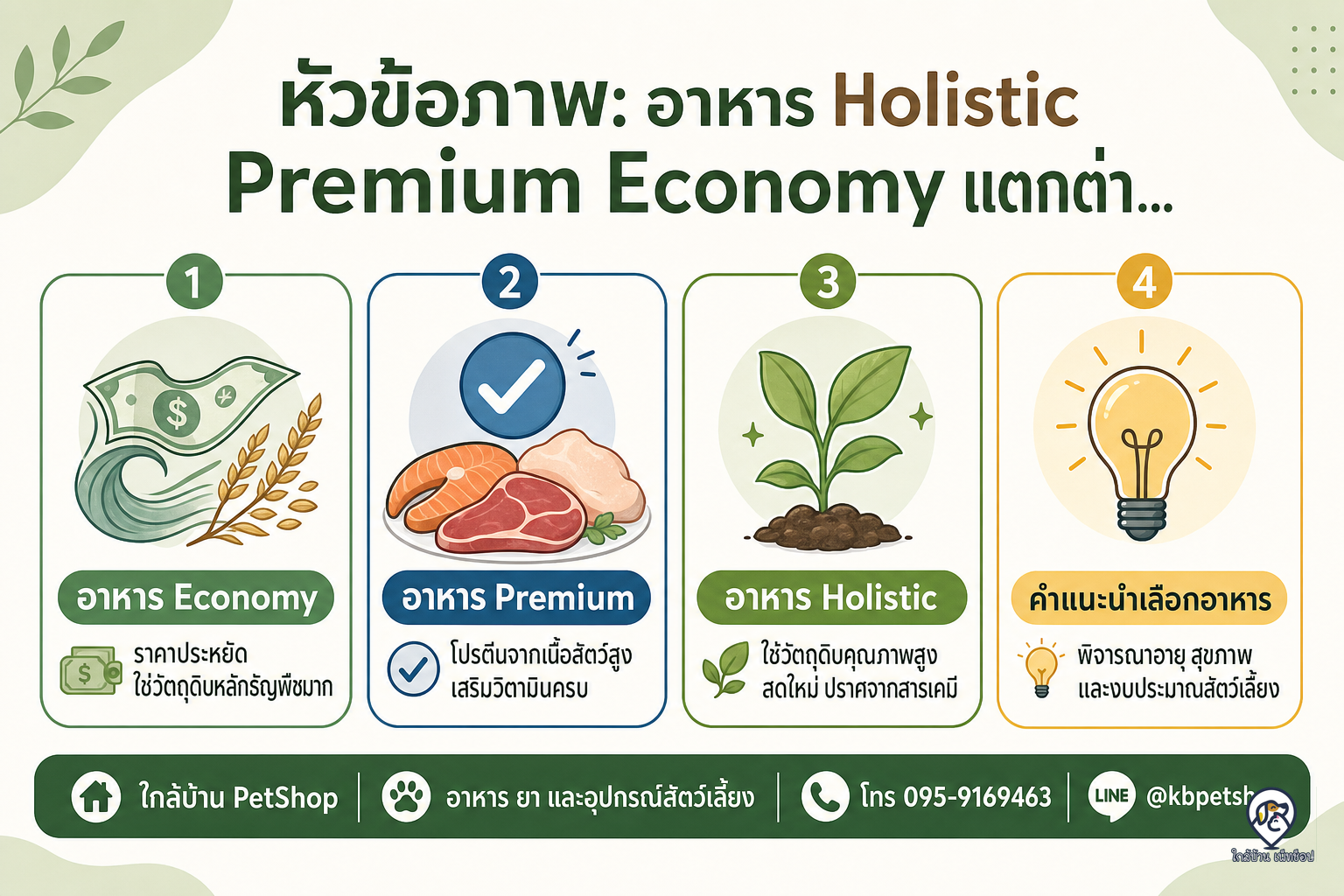 อินโฟกราฟิก: อาหาร Holistic vs Premium vs Economy ต่างกันอย่างไร? เลือกให้เหมาะกับสัตว์เลี้ยงของคุณ