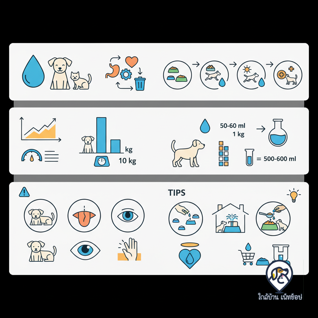 อินโฟกราฟิก: ไขข้อสงสัย! หมาแมวต้องกินน้ำวันละเท่าไหร่กันนะ?